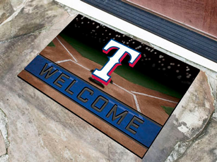 Texas Rangers Door Mat 18x30 Welcome Crumb Rubber