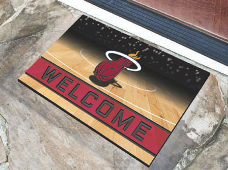 Miami Heat Door Mat 18x30 Welcome Crumb Rubber