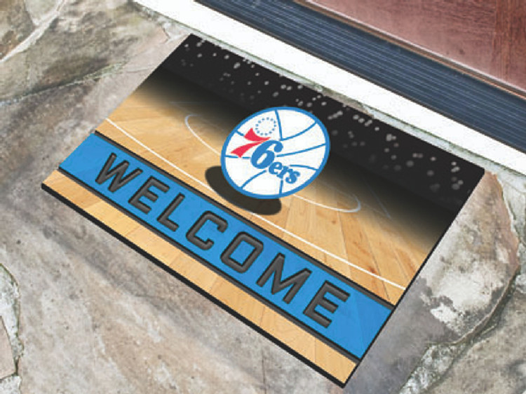 Philadelphia 76ers Door Mat 18x30 Welcome Crumb Rubber