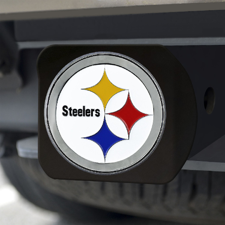 Pittsburgh Steelers Hitch Cover Color Emblem on Black