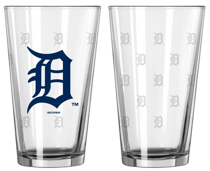 Detroit Tigers Satin Etch Pint Glass Set