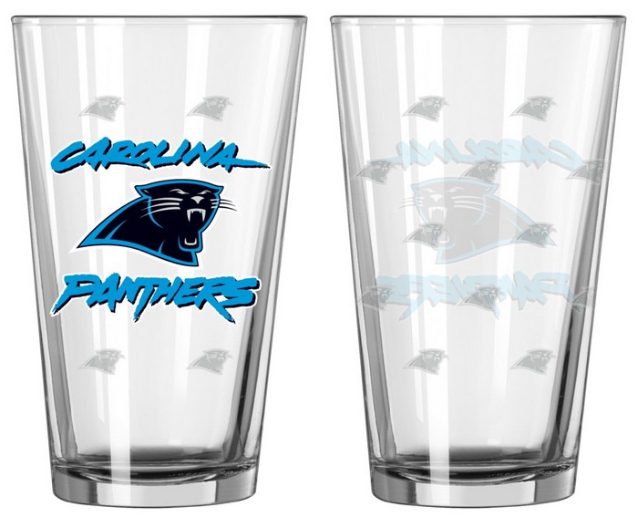 Carolina Panthers Satin Etch Pint Glass Set