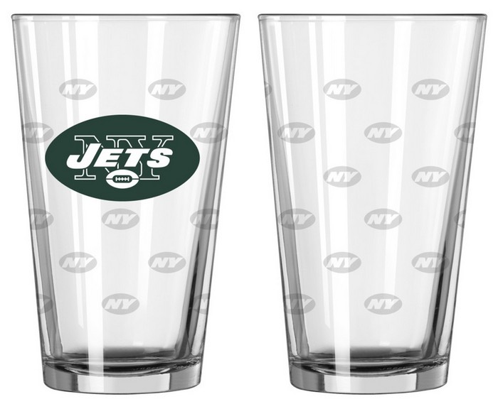 New York Jets Satin Etch Pint Glass Set