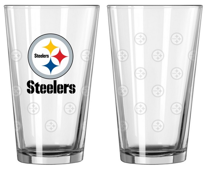 Pittsburgh Steelers Glass Pint Satin Etch 2 Piece Set