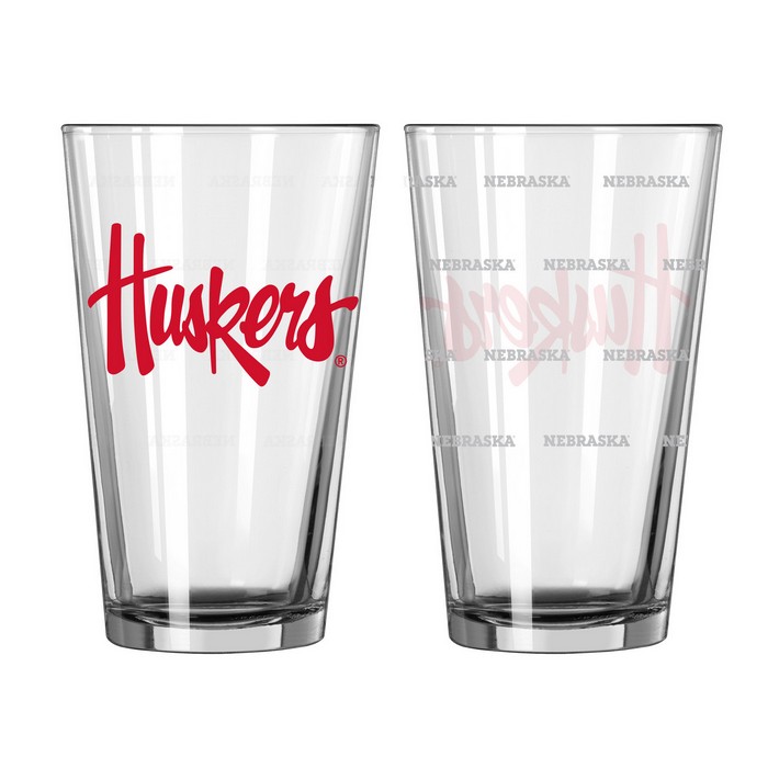 Nebraska Cornhuskers Satin Etch Pint Glass Set