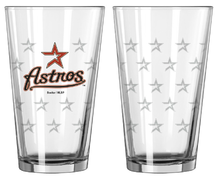 Houston Astros Satin Etch Pint Glass Set