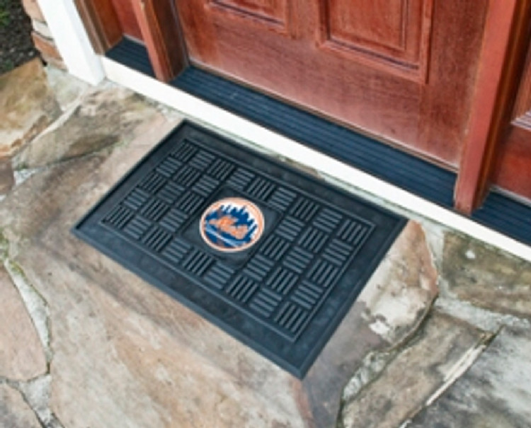 New York Mets Door Mat Medallion 19x30