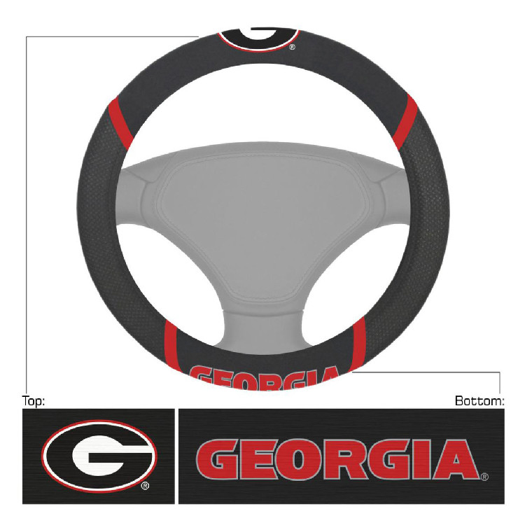 Georgia Bulldogs Steering Wheel Cover Mesh/Stitched