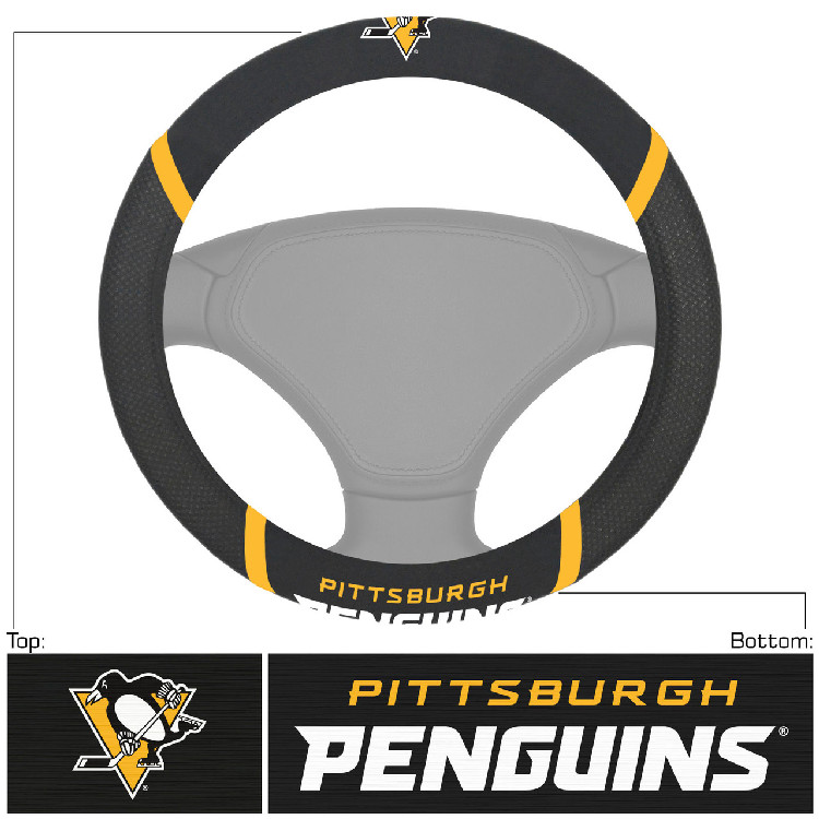 Pittsburgh Penguins Steering Wheel Cover Mesh/Stitched