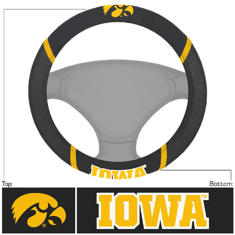 Iowa Hawkeyes Steering Wheel Cover Mesh/Stitched