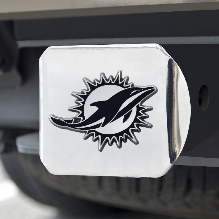 Miami Dolphins Hitch Cover Chrome Emblem on Chrome