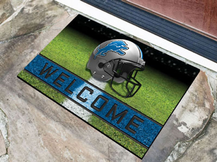 Detroit Lions Door Mat 18x30 Welcome Crumb Rubber