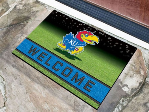 Fanmats Kansas Jayhawks Door Mat 18x30 Welcome Crumb Rubber -