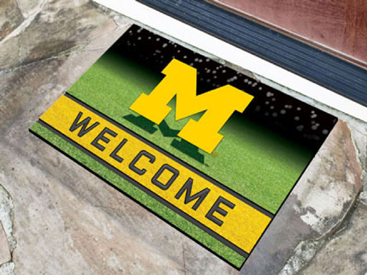 Michigan Wolverines Door Mat 18x30 Welcome Crumb Rubber