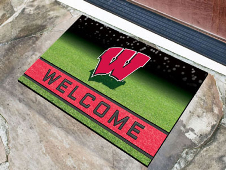 Wisconsin Badgers Door Mat 18x30 Welcome Crumb Rubber