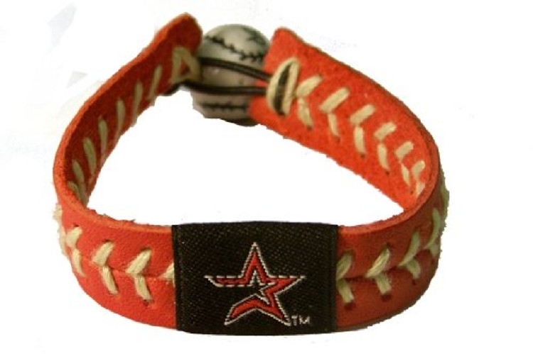 Houston Astros Bracelet Team Color Baseball Red Leather Sand Thread CO