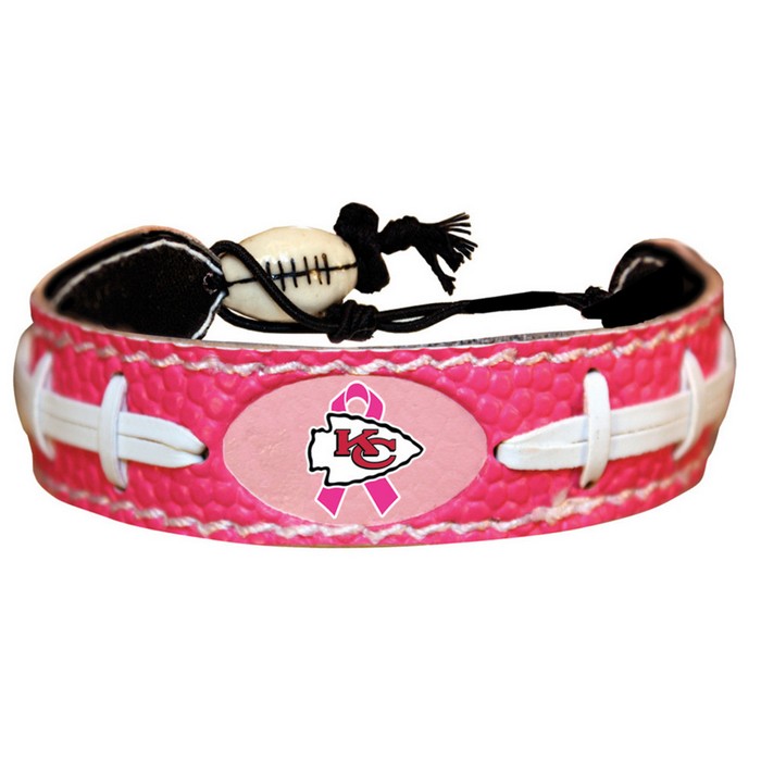 Gamewear Kansas City Chiefs Bracelet Pink Football Breast Cancer Awareness Ribbon CO