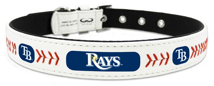 Tampa Bay Rays Pet Collar Classic Baseball Leather Size Small