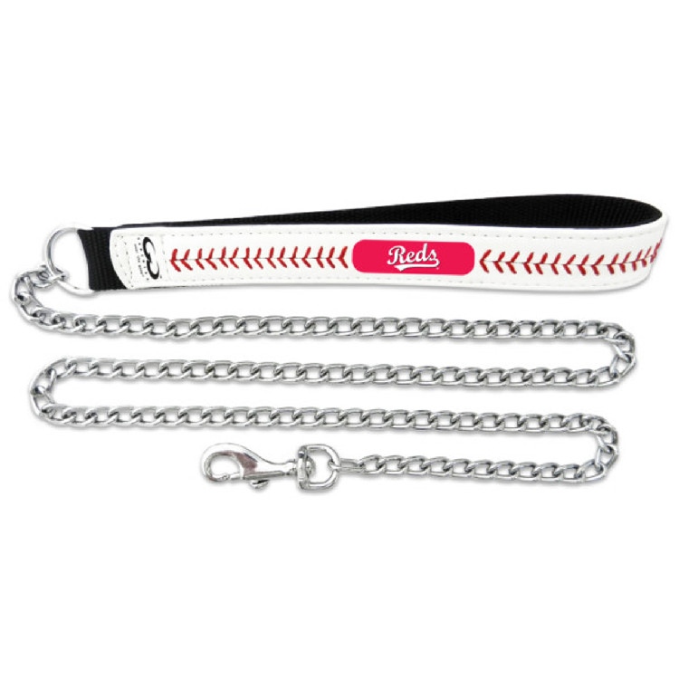 Cincinnati Reds Pet Leash Leather Chain Baseball Size Medium CO