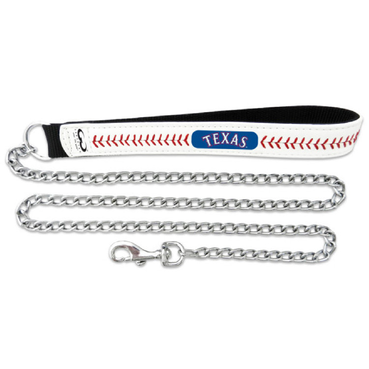 Texas Rangers Pet Leash Leather Chain Baseball Size Medium CO