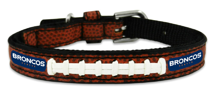 Denver Broncos Pet Collar Leather Classic Football Size Toy