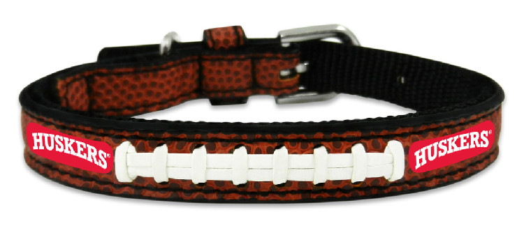 Nebraska Cornhuskers Pet Collar Classic Football Leather Size Toy