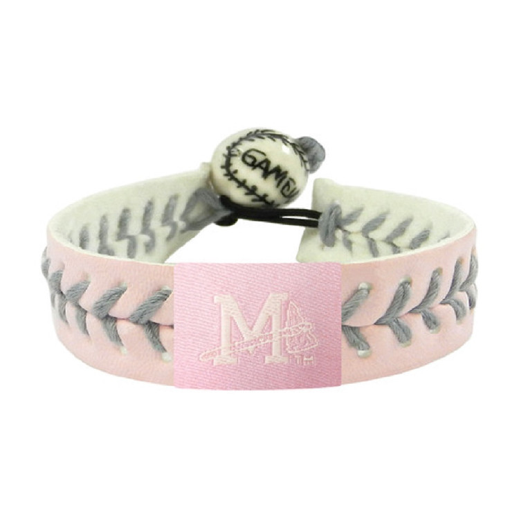 Mississippi Braves Bracelet Baseball Pink Silver Thread CO