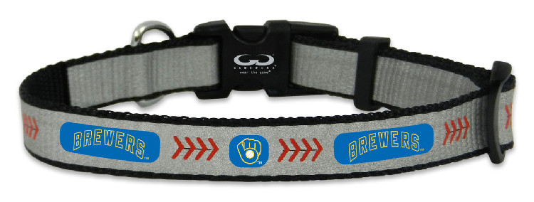 Milwaukee Brewers Pet Collar Reflective Baseball Size Toy Retro Logo CO