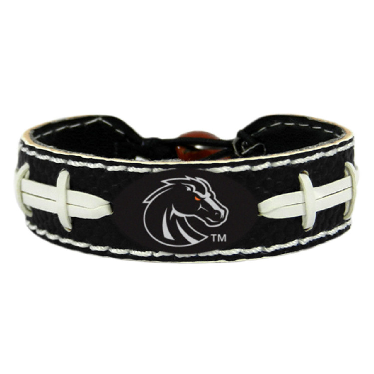 Boise State Broncos Bracelet Team Color Football Black Leather CO