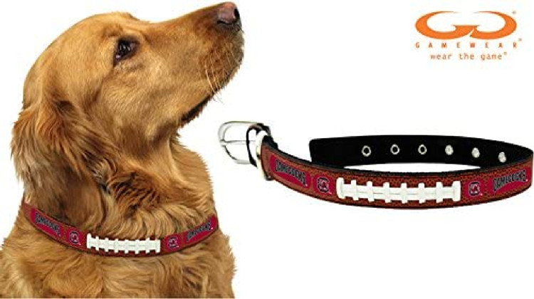 South Carolina Gamecocks Pet Collar Classic Football Leather Size Small