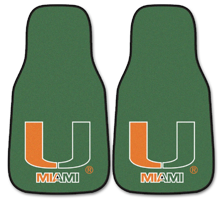 Miami Hurricanes Printed Carpet Car Mat 2 Piece Set