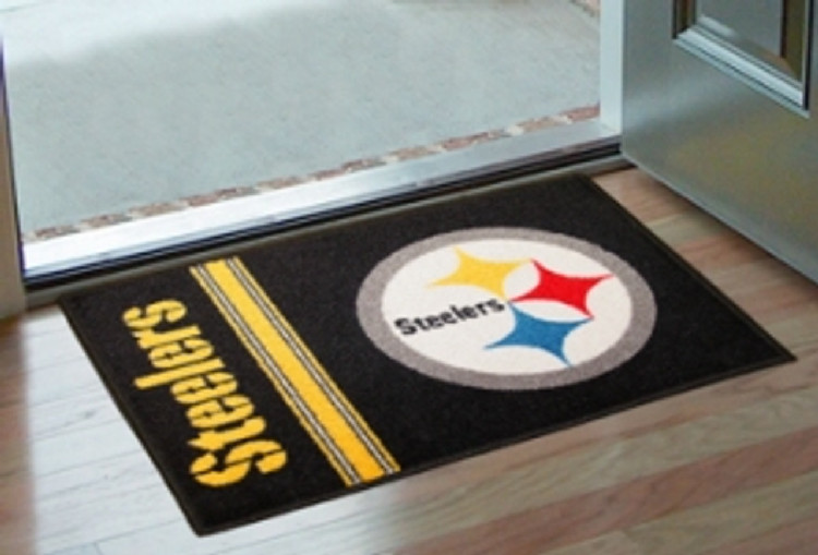 Pittsburgh Steelers Rug - Starter Style, Logo/Stripes Design