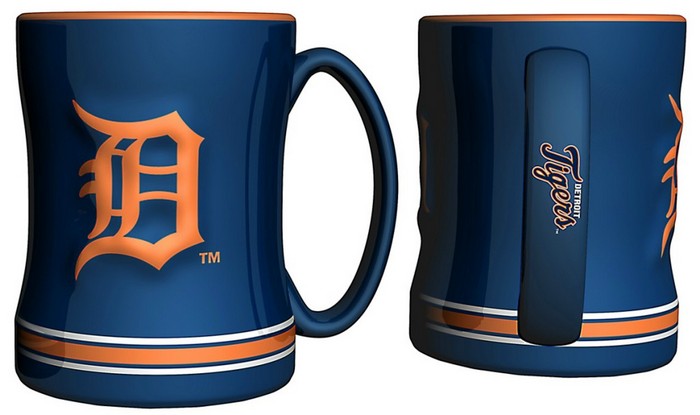 Detroit Tigers Coffee Mug - 14oz Sculpted Relief - Blue