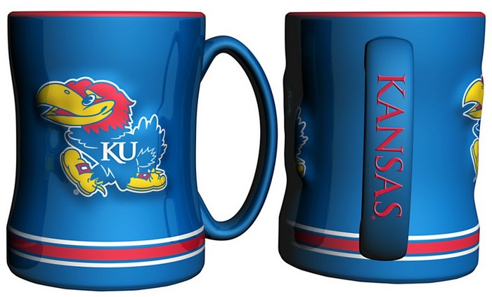 Kansas Jayhawks Coffee Mug - 14oz Sculpted Relief