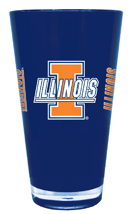 Illinois Fighting Illini Glass 20oz Pint Plastic Insulated CO