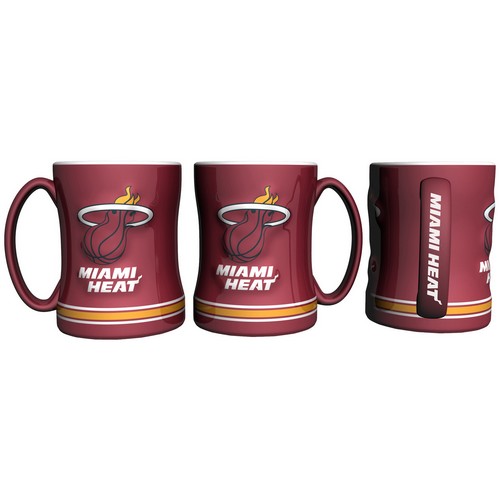 Miami Heat Coffee Mug 14oz Sculpted Relief