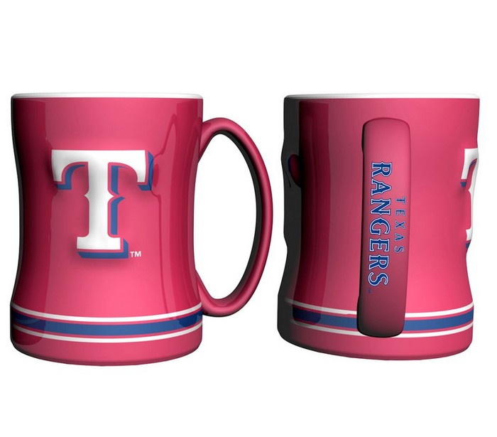 Texas Rangers Coffee Mug - 14oz Sculpted Relief - Red