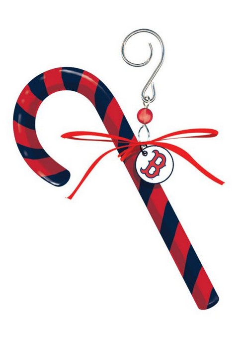 Boston Red Sox Ornament Clay Dough Candy Cane Design