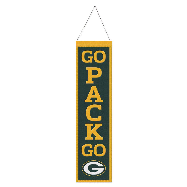 Green Bay Packers Banner Wool 8x32 Heritage Slogan Design