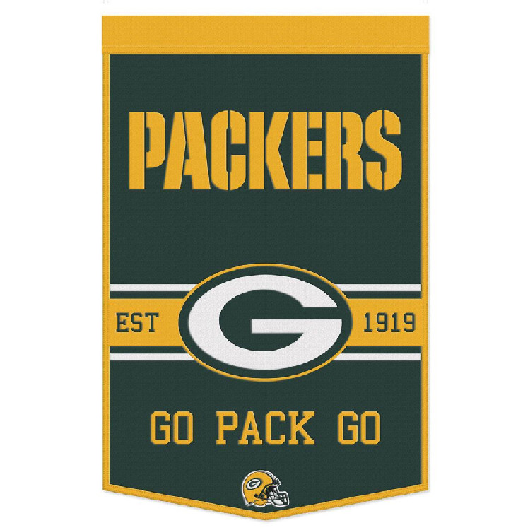 Green Bay Packers Banner Wool 24x38 Dynasty Slogan Design