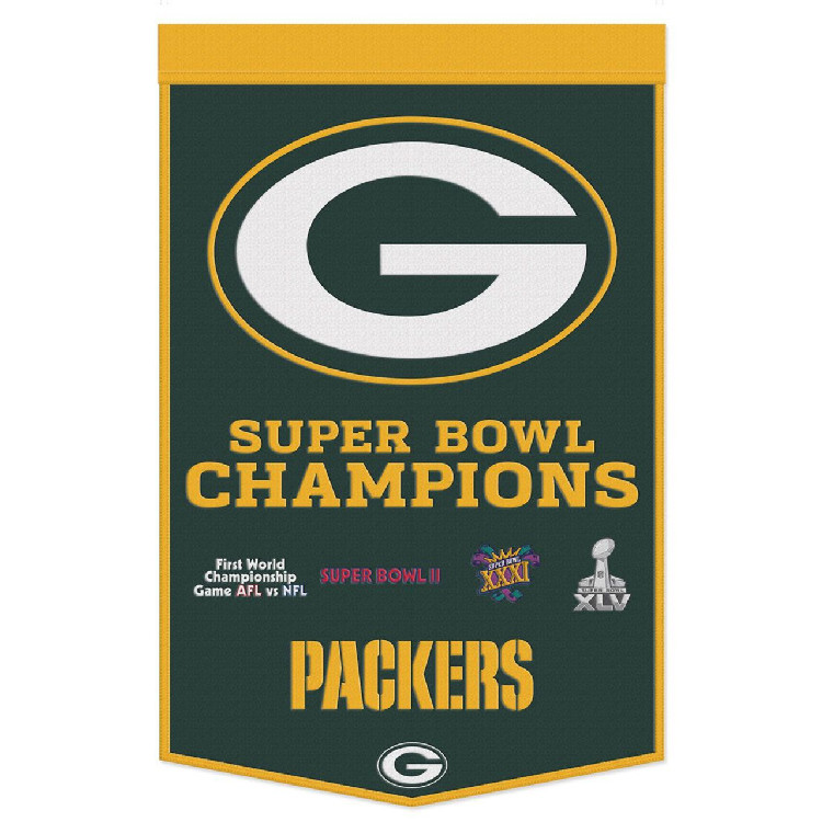 Green Bay Packers Banner Wool 24x38 Dynasty Champ Design