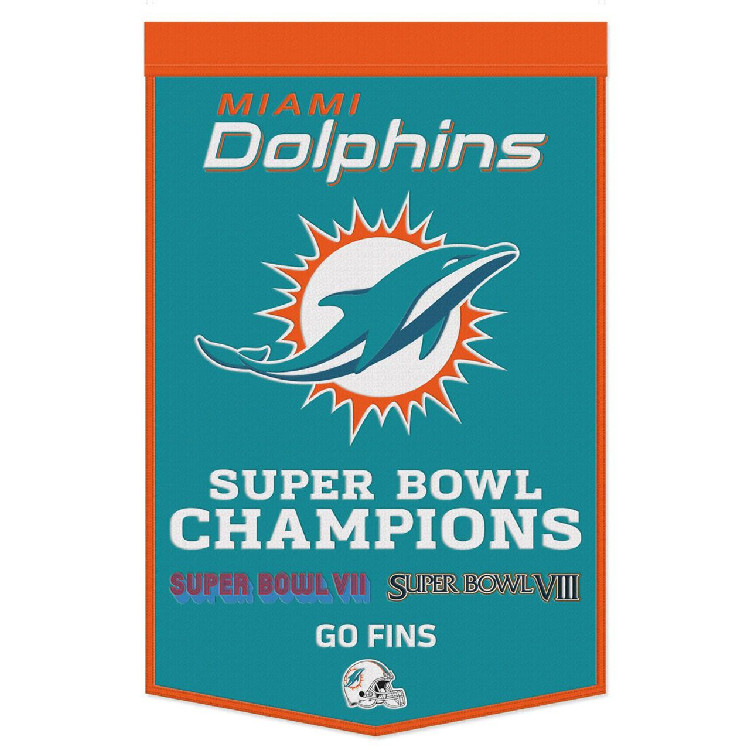 Miami Dolphins Banner Wool 24x38 Dynasty Champ Design