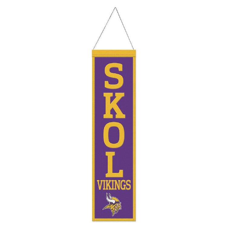 Minnesota Vikings Banner Wool 8x32 Heritage Slogan Design