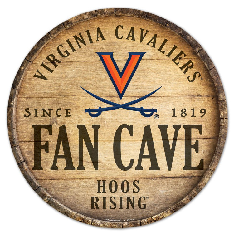 Virginia Cavaliers Sign Wood 14 Inch Round Barrel Top Design