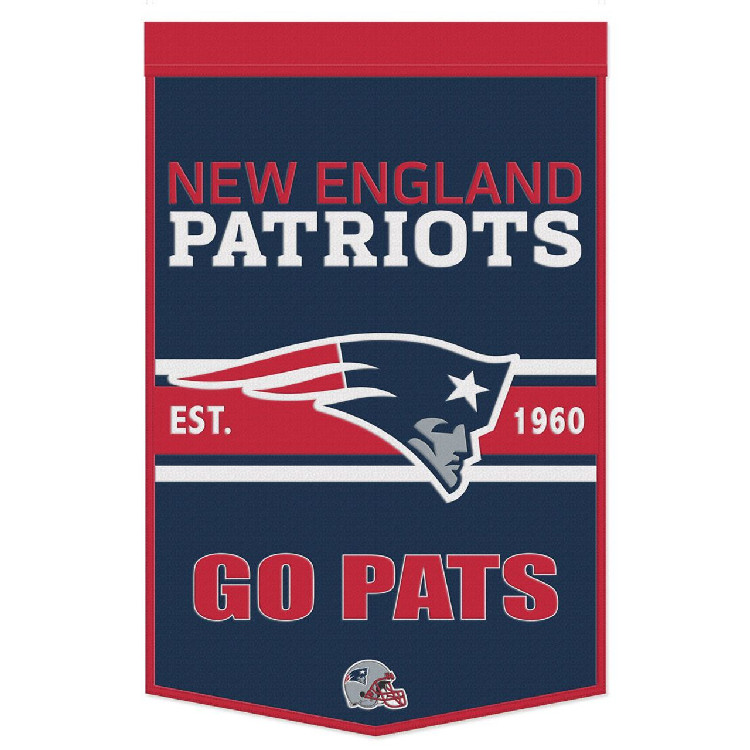 New England Patriots Banner Wool 24x38 Dynasty Slogan Design