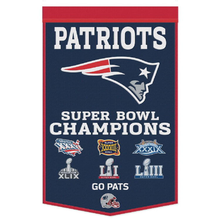 New England Patriots Banner Wool 24x38 Dynasty Champ Design