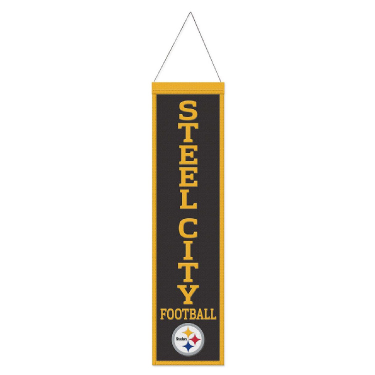 Pittsburgh Steelers Banner Wool 8x32 Heritage Slogan Design