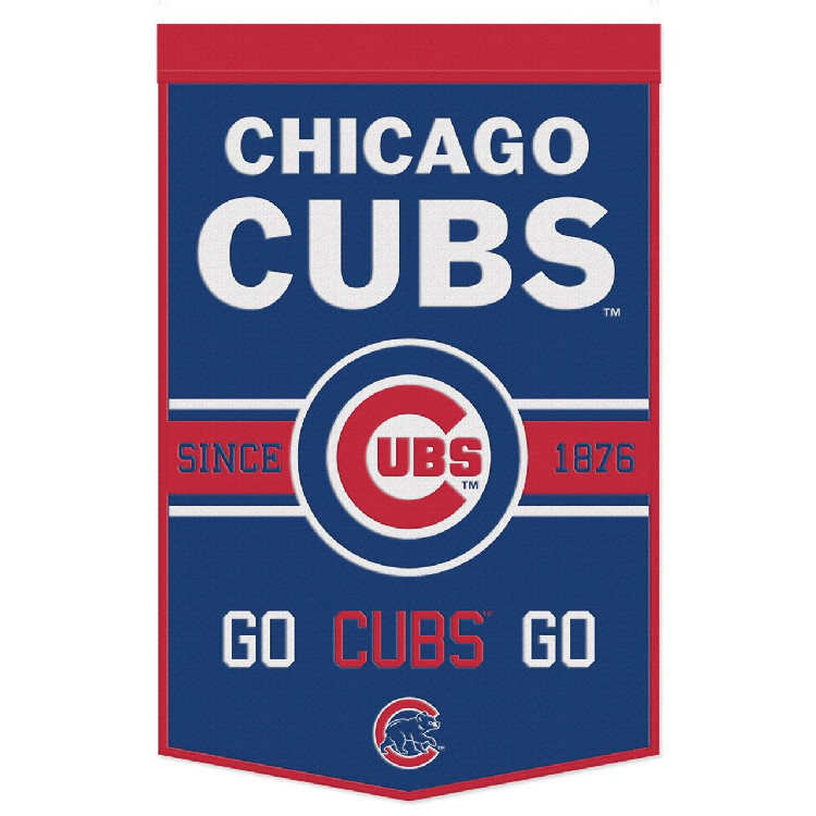 Chicago Cubs Banner Wool 24x38 Dynasty Slogan Design