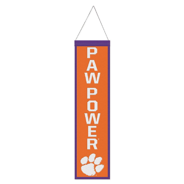 Clemson Tigers Banner Wool 8x32 Heritage Slogan Design