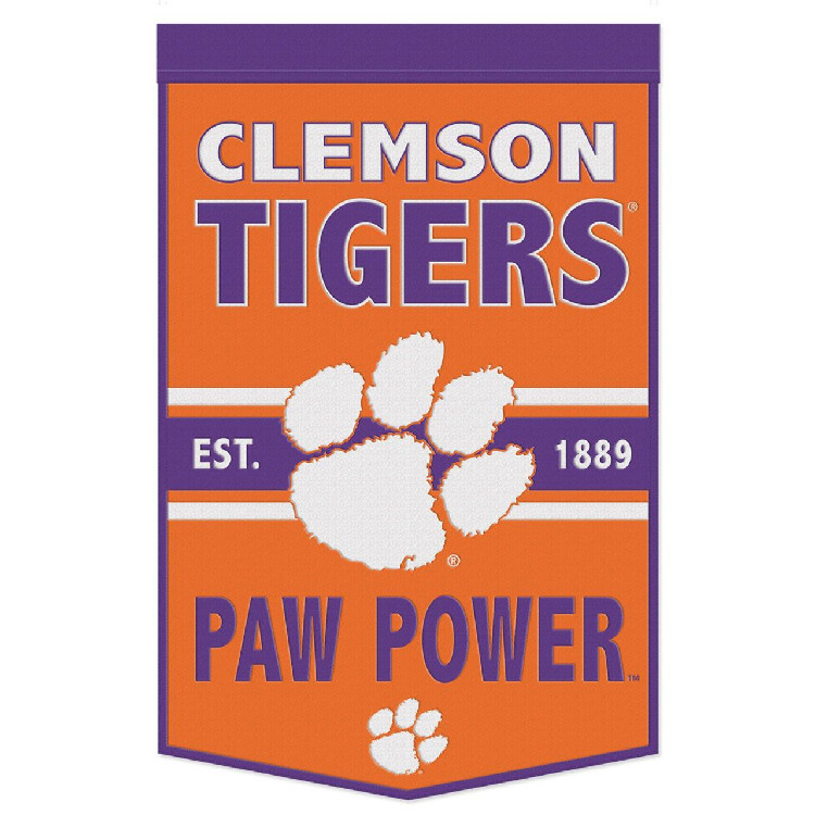 Clemson Tigers Banner Wool 24x38 Dynasty Slogan Design